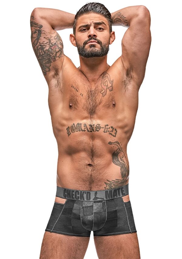124251bksl 1 1.jpg Checkd Mate Cutout Short - M