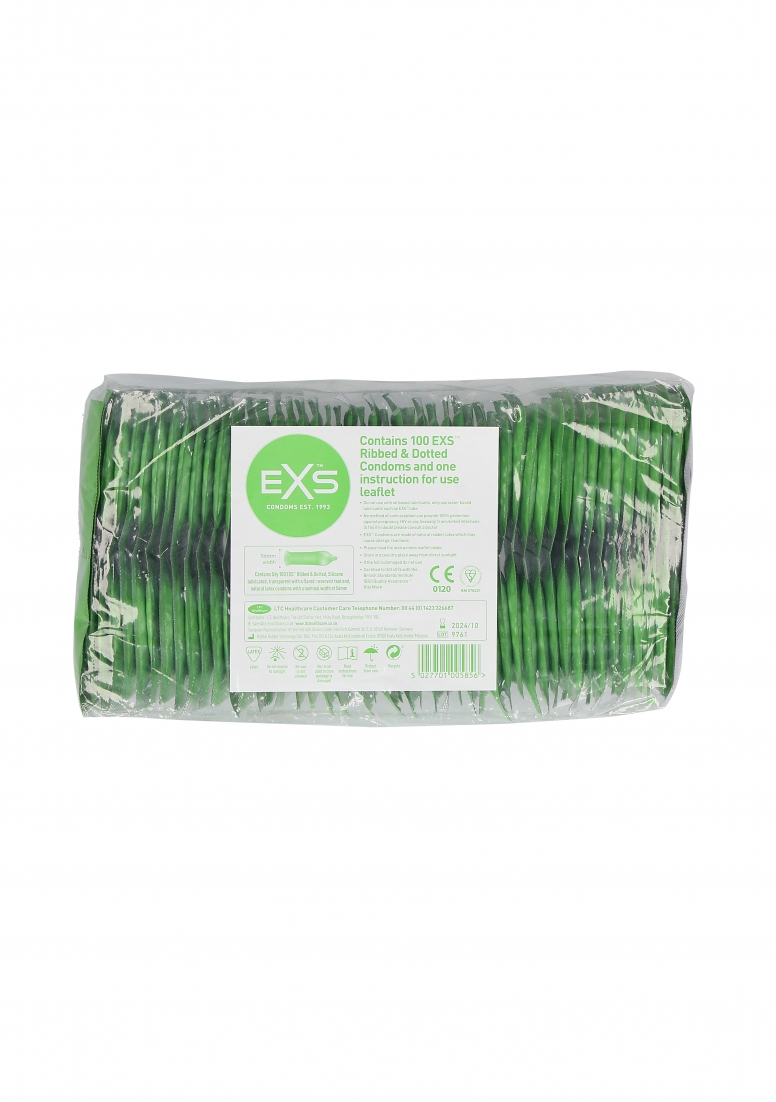 Exs Ribbed. Dotted Flared Condoms - 100 pack