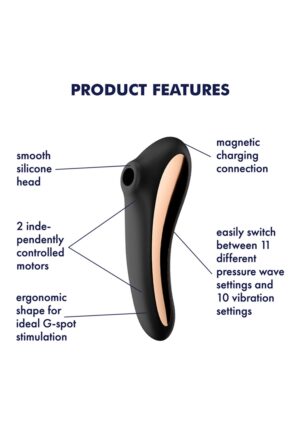 Dual Kiss Air Pulse Vibrator - Black - Afbeelding 4