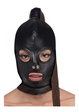 Ponytail Bondage Hood - Black
