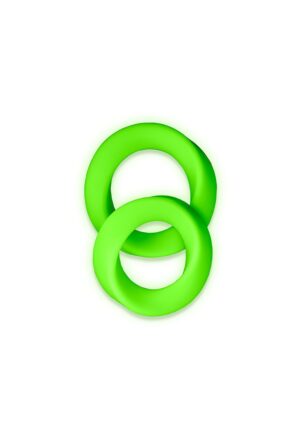 2 pcs Cock Ring Set - Glow in the Dark - Neon Green - Afbeelding 4