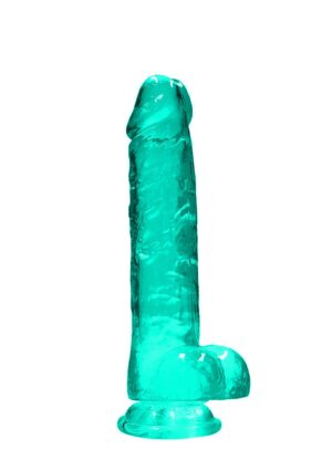 8" / 19 cm Realistic Dildo with Balls - turquoise