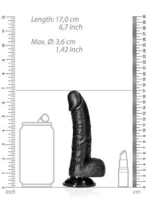 Dildo with Balls and Suction Cup - 6''/ 15.5 cm - black - Afbeelding 3
