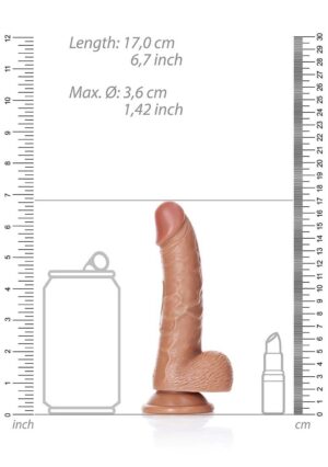 Dildo with Balls and Suction Cup - 6''/ 15.5 cm - tan - Afbeelding 3
