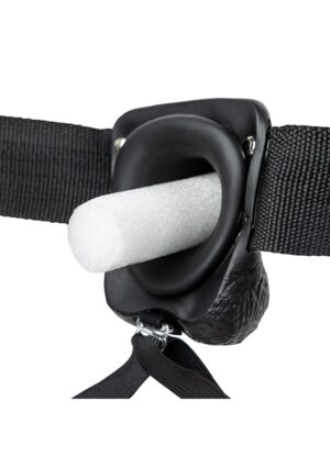 Hollow Strap-on with Balls - 7'' / 18 cm - Black - Afbeelding 5