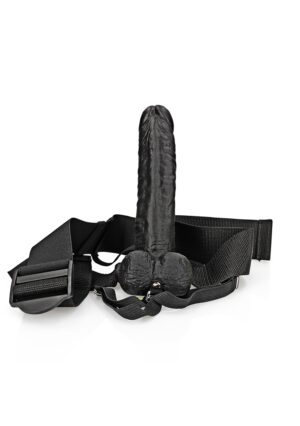 Hollow Strap-on with Balls - 7'' / 18 cm - Black - Afbeelding 8