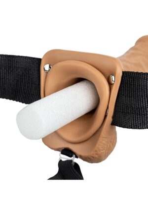 Hollow Strap-on with Balls - 7'' / 18 cm - Tan - Afbeelding 5