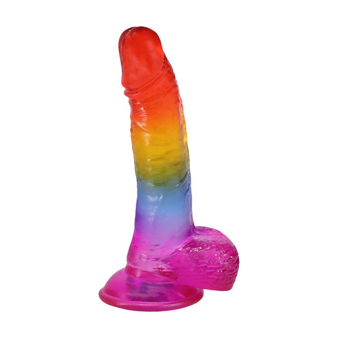 Crystal Jellies - Realistische Cock met Ballen - 8,5 / 21,6 cm - Regenboog