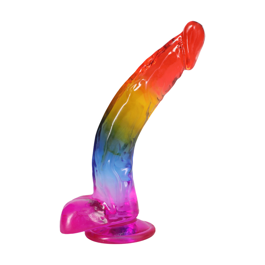 Crystal Jellies - Realistische Cock met Ballen - 9,5 / 24,1 cm - Regenboog