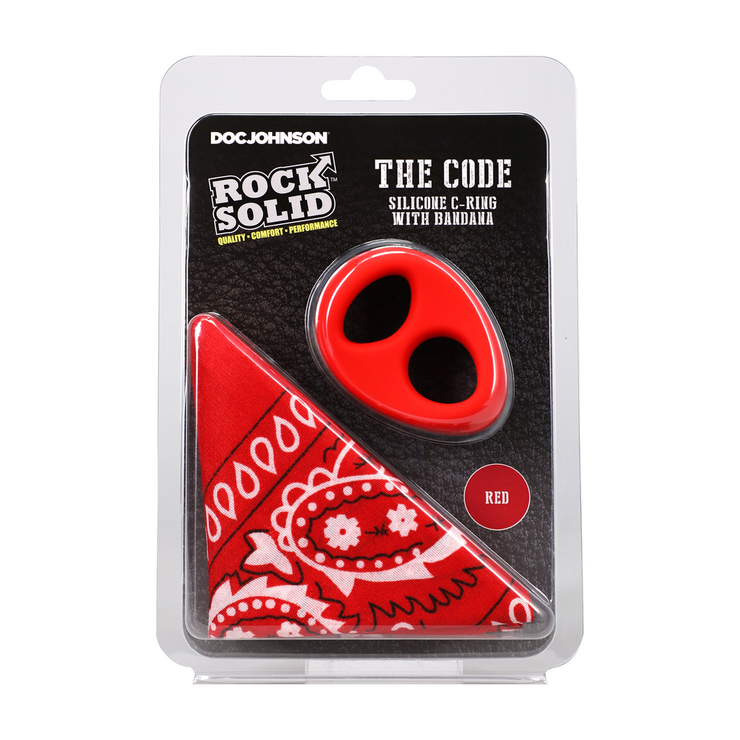 Rock Solid - The Code - Siliconen Cockring met Bandana - Rood