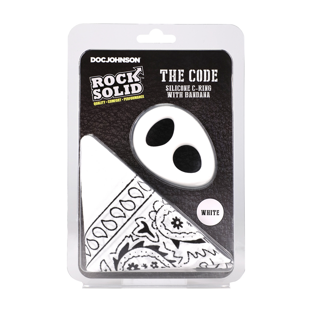 Rock Solid - The Code - Siliconen Cockring met Bandana - Wit