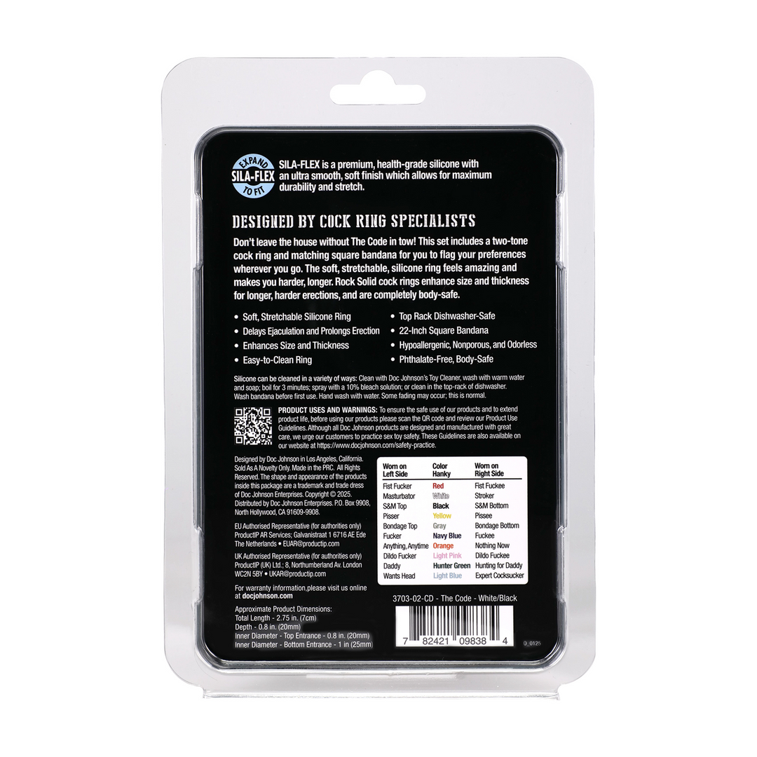 Rock Solid - The Code - Siliconen Cockring met Bandana - Wit