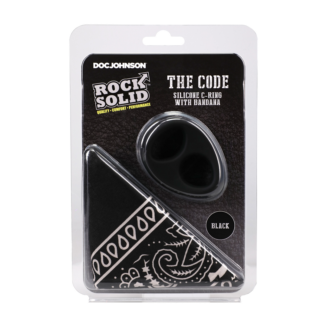Rock Solid - The Code - Siliconen Cockring met Bandana - Zwart