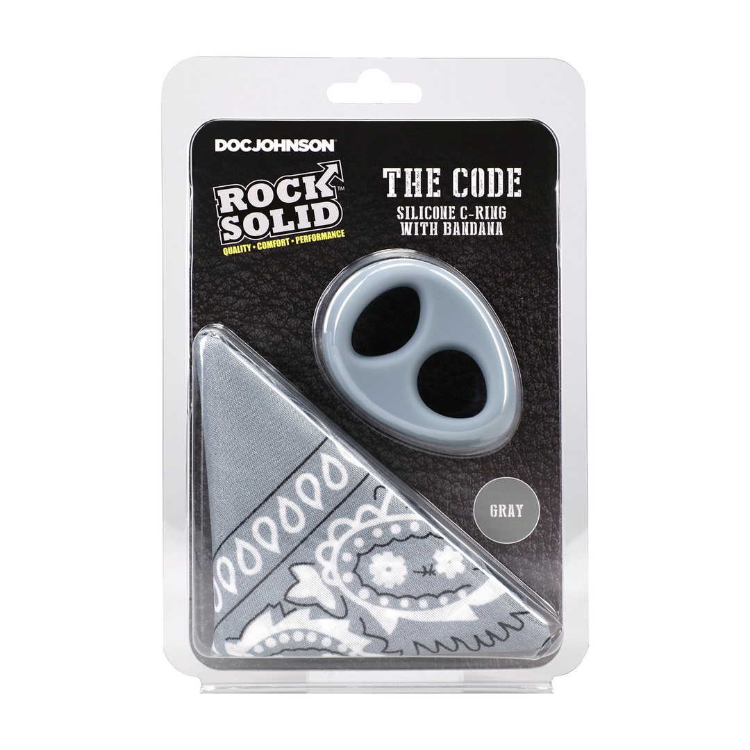 Rock Solid - The Code - Siliconen Cockring met Bandana - Grijs