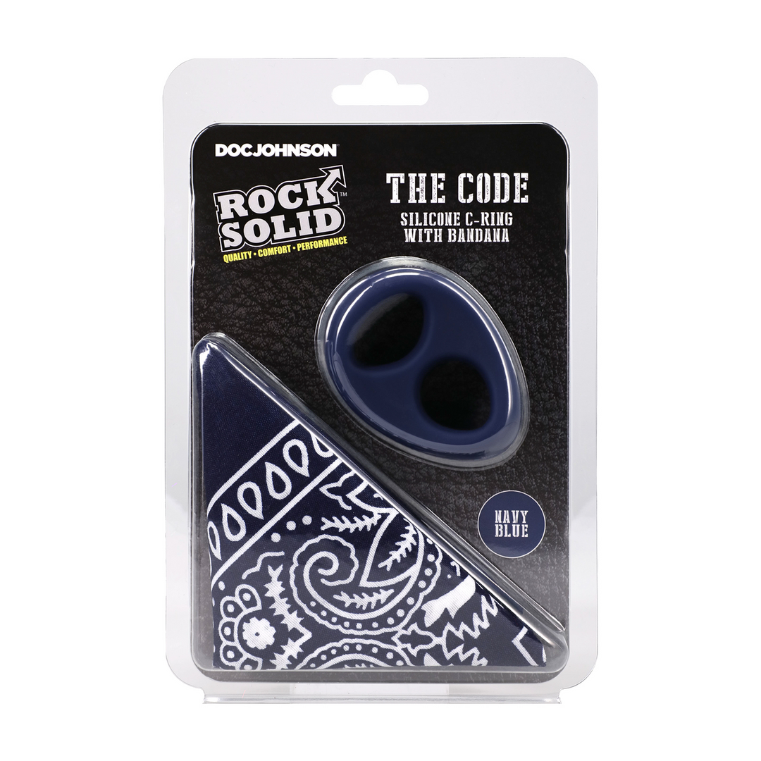 Rock Solid - The Code - Siliconen Cockring met Bandana - Marineblauw