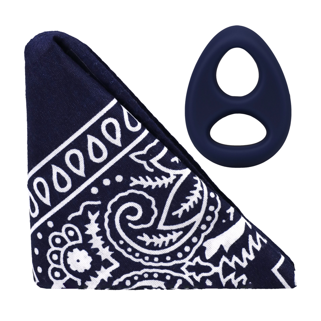 Rock Solid - The Code - Siliconen Cockring met Bandana - Marineblauw