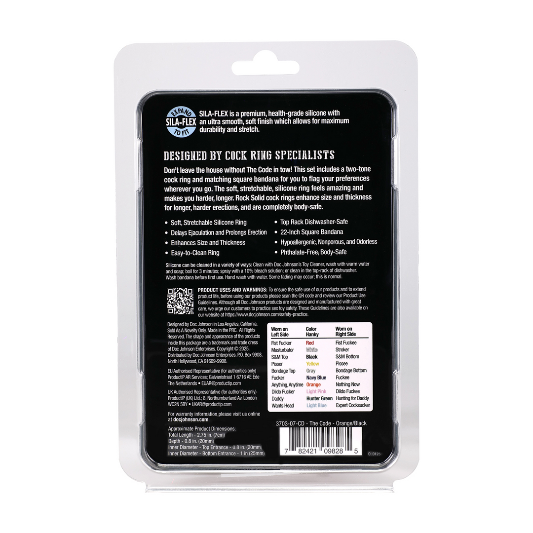 Rock Solid - The Code - Siliconen Cockring met Bandana - Oranje