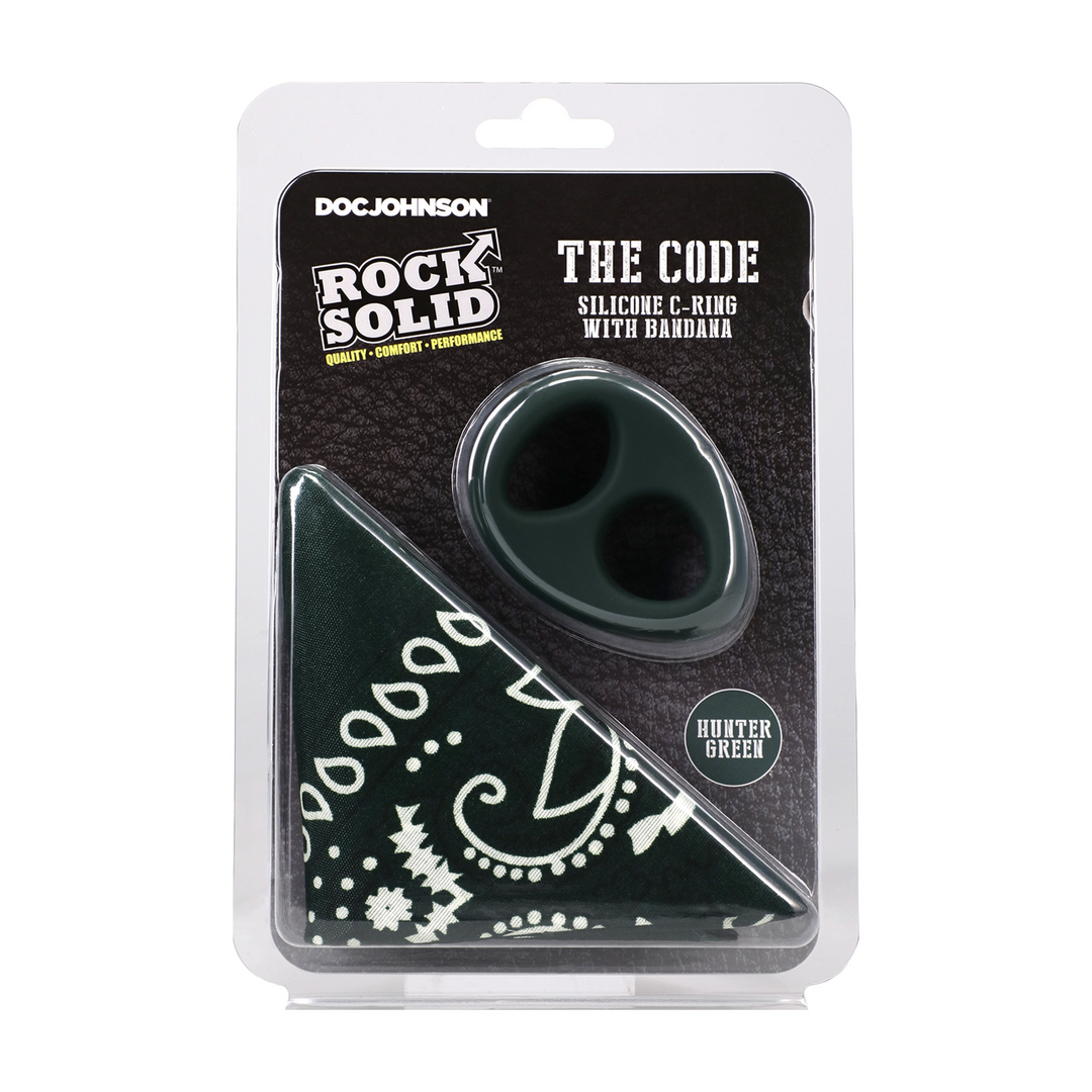 Rock Solid - The Code - Siliconen Cockring met Bandana - Hunter Green