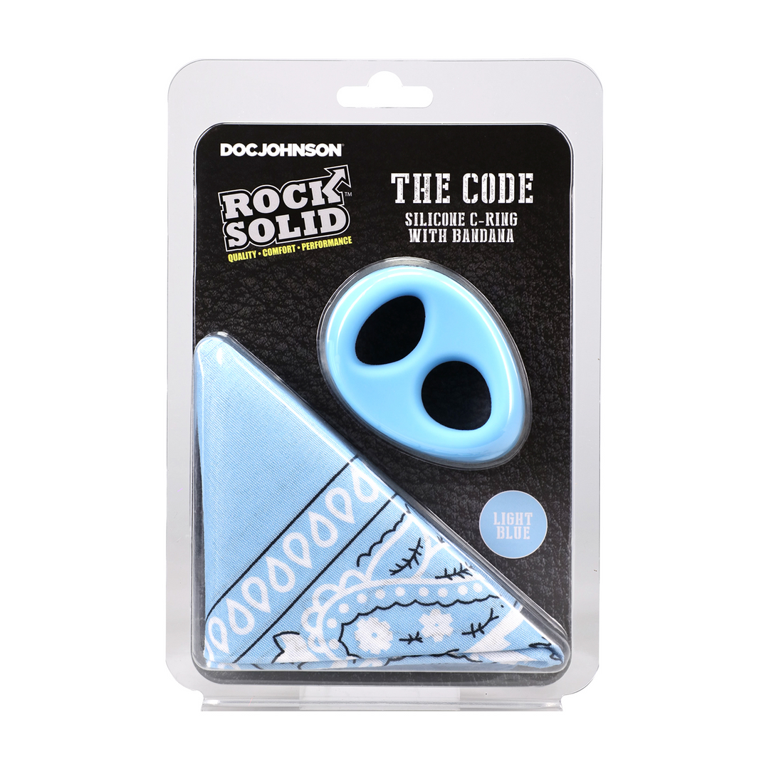 Rock Solid - The Code - Siliconen Cockring met Bandana - Lichtblauw