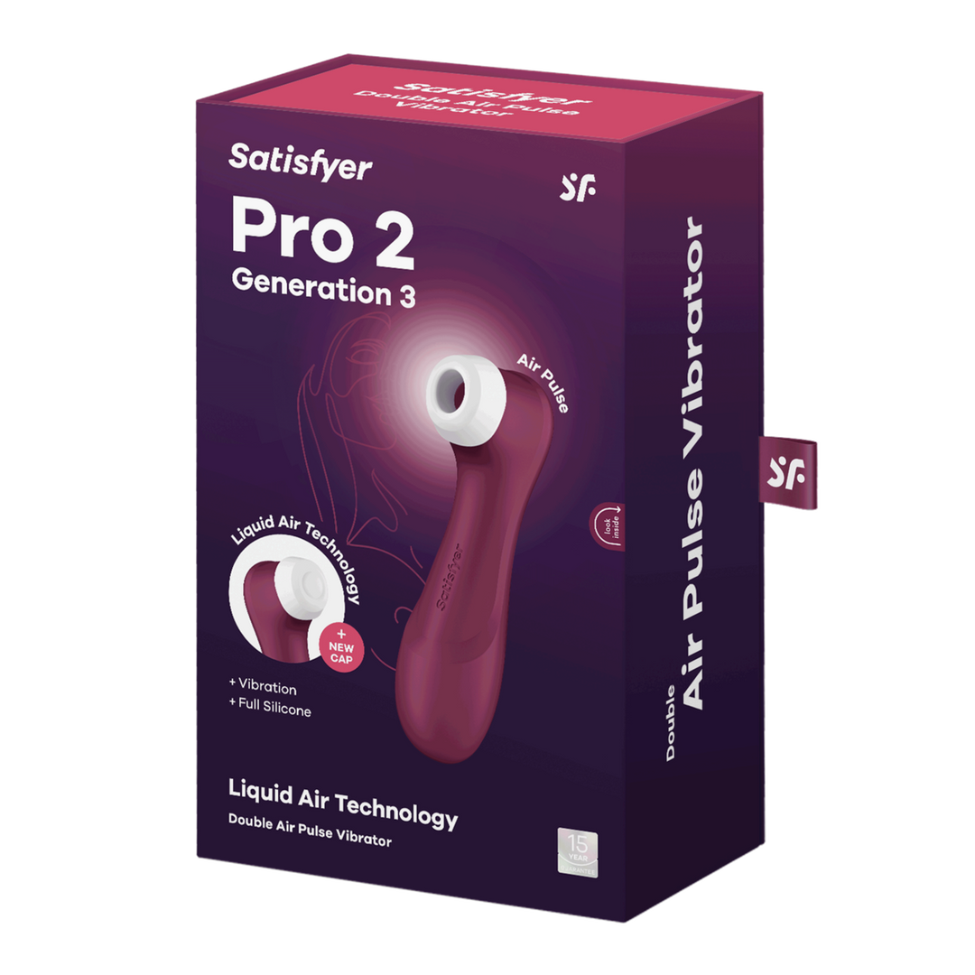 Satisfyer - Pro 2 Generatie 3 - Double Air Pulse Vibrator - Liquid Air - Wijnrood