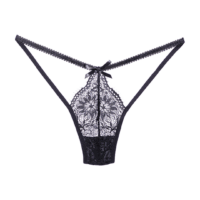 Lace Thong - One Size - Black