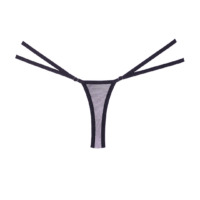 Lace and Mesh Thong - One Size - Black