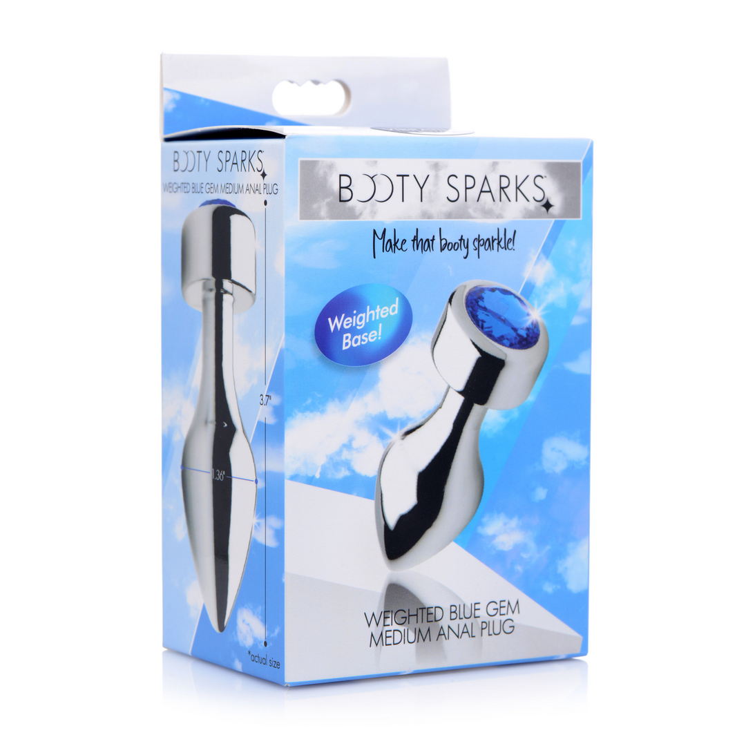 Booty Sparks - Blauwe Edelsteen - Verzwaarde Aluminium Plug - Medium