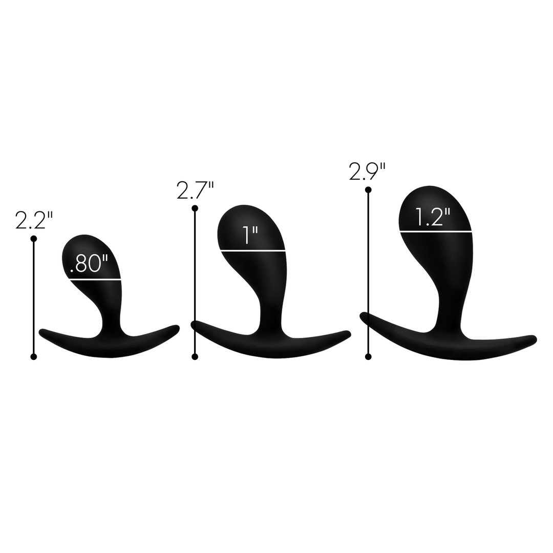 Master Series - Dark Droplets - 3-delige Gebogen Anale Trainer Set - Zwart