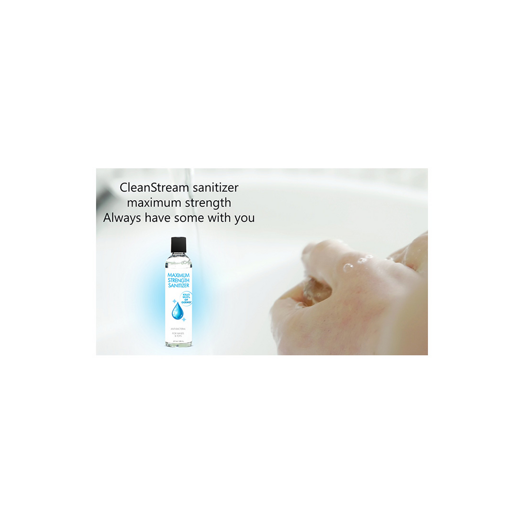 Clean Stream - Maximale Kracht Sanitizer voor Handen en Speelgoed - 8 fl oz / 236 ml