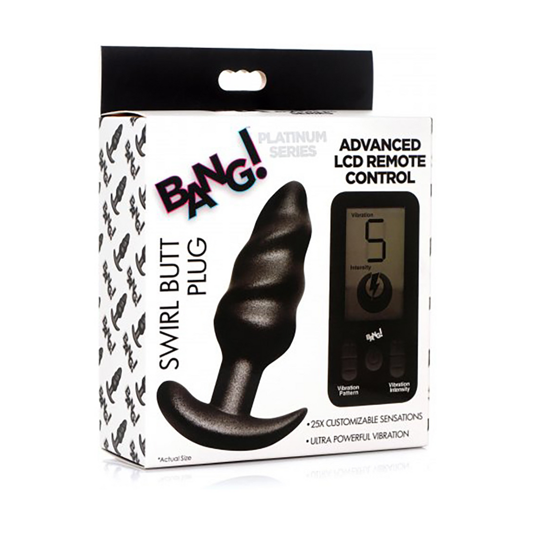 Bang! - Vibrerende Silicone Swirl Plug met Afstandsbediening en 25 Snelheden