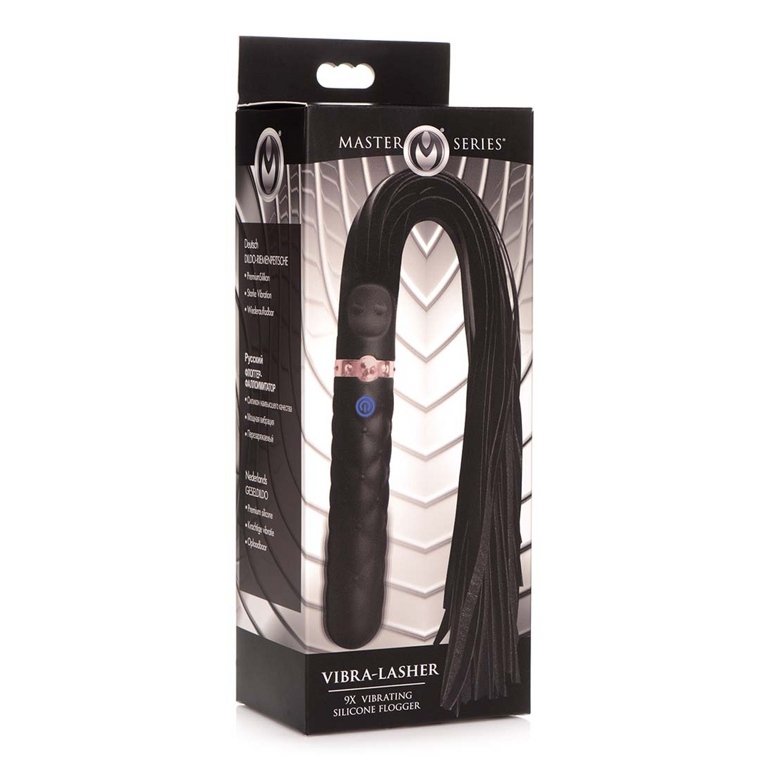 Master Series - Vibra-Lasher - Vibrerende Silicone Dildo Flogger
