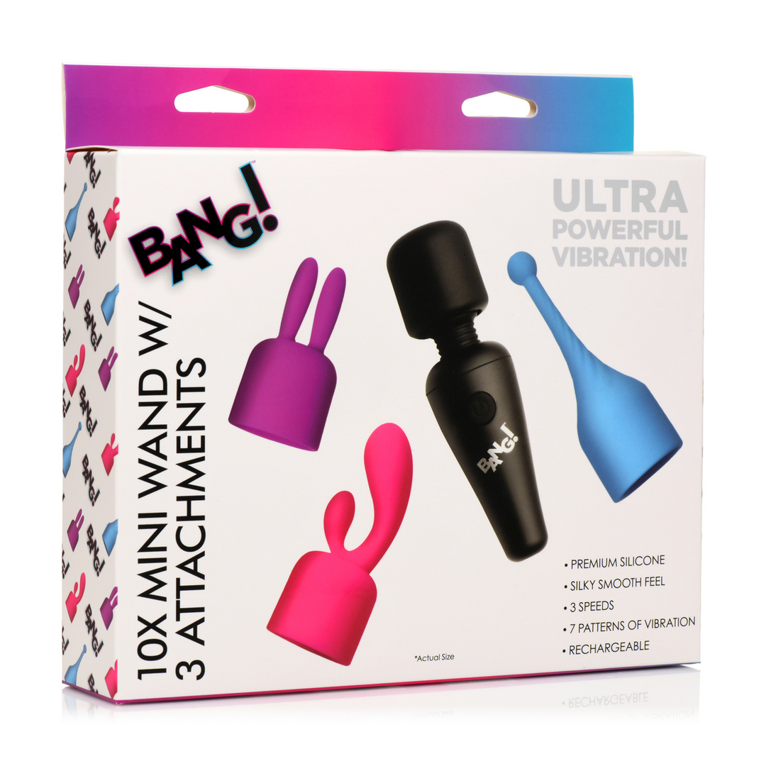 Bang! - Mini Wand Massager met 3 Opzetstukken