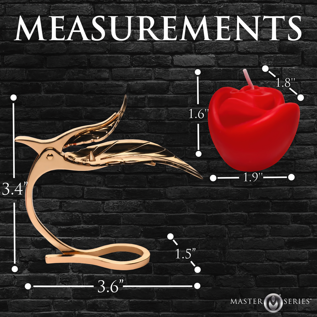 Master Series - Brandende Passie - Rozenkaars met Houder - Rood/Goud