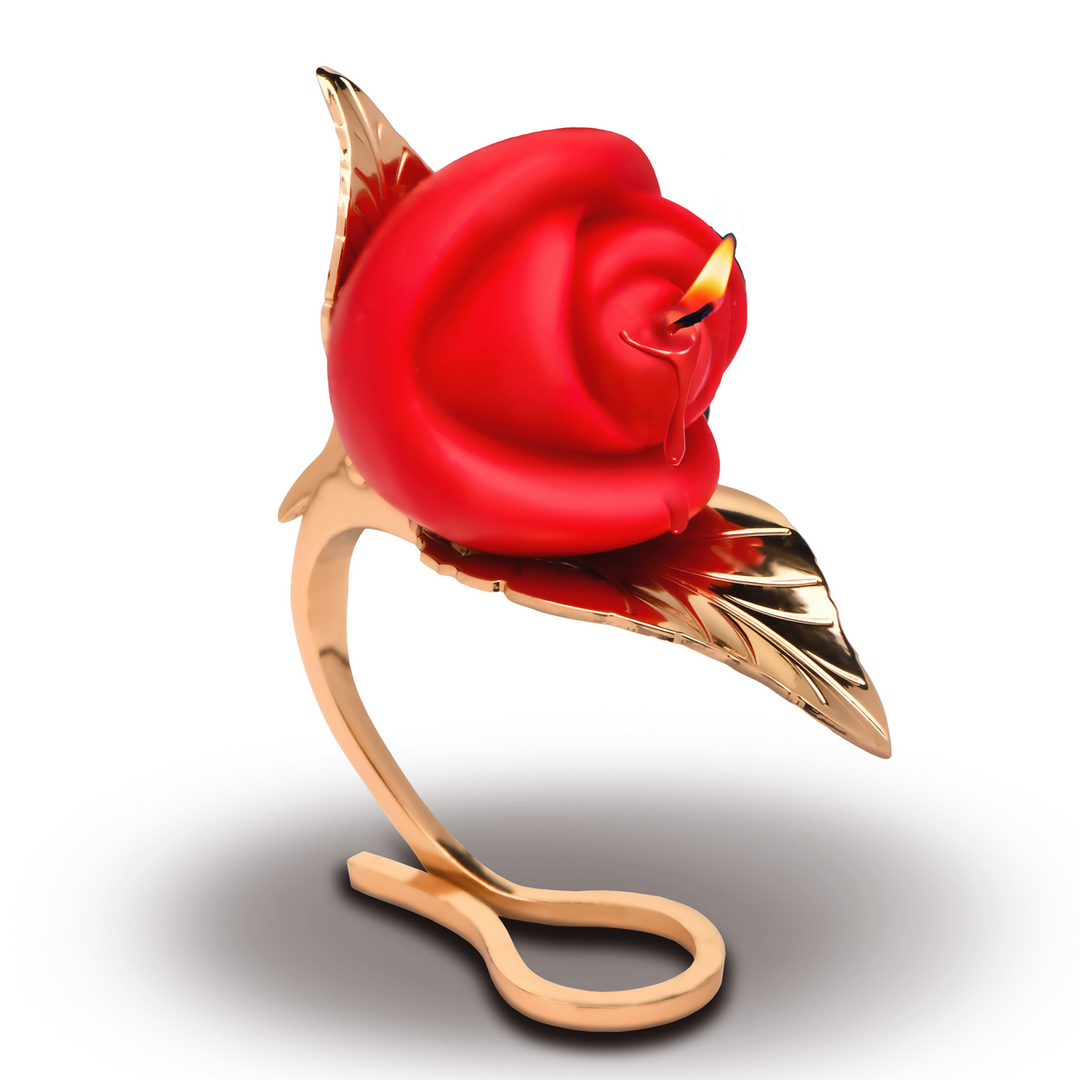 Master Series - Brandende Passie - Rozenkaars met Houder - Rood/Goud