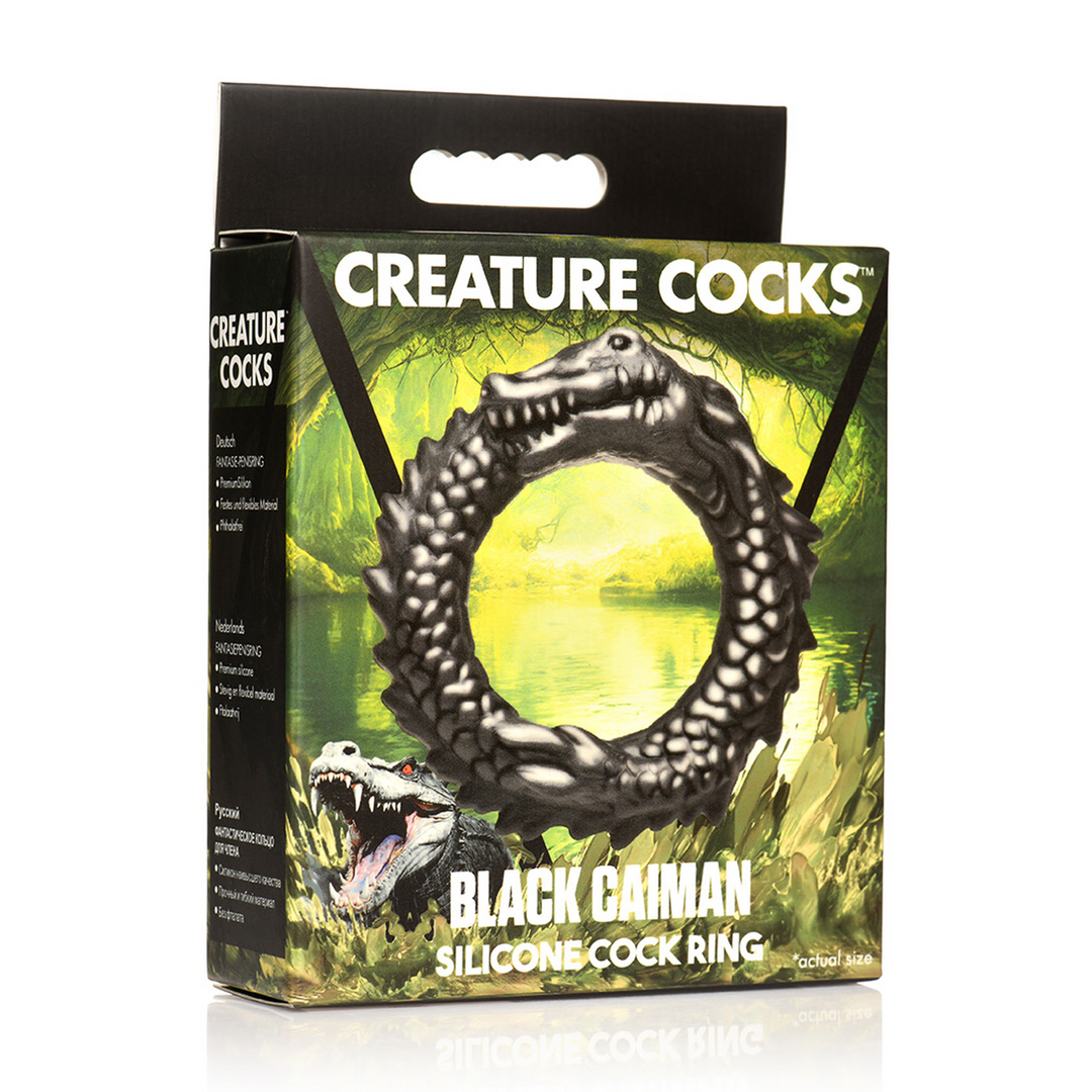 Creature Cocks - Zwarte Caiman - Silicone Cockring - Zwart