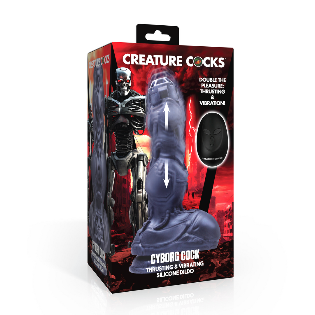 Creature Cocks - Cyborg Cock - Duwende en Vibrerende Siliconen Dildo - Zilver