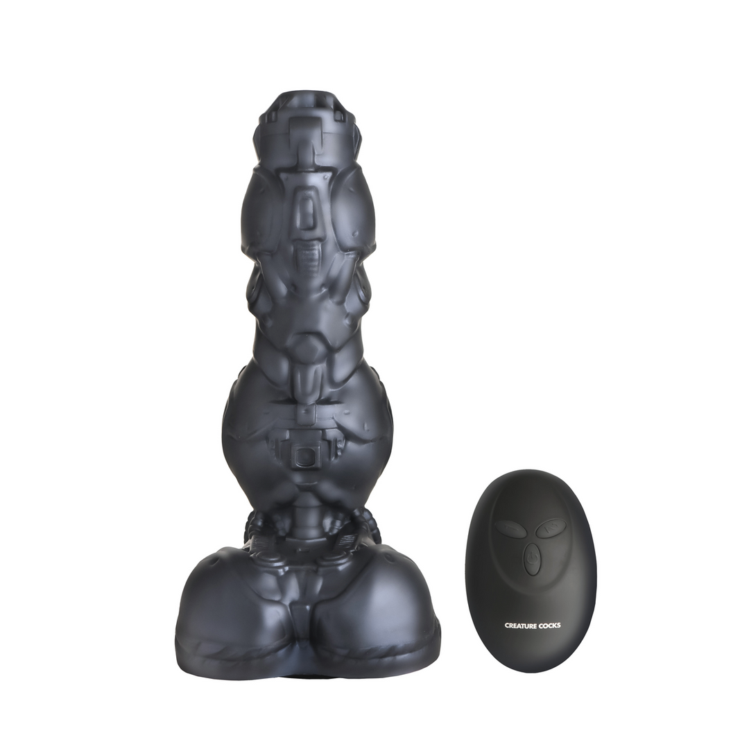 Creature Cocks - Cyborg Cock - Duwende en Vibrerende Siliconen Dildo - Zilver