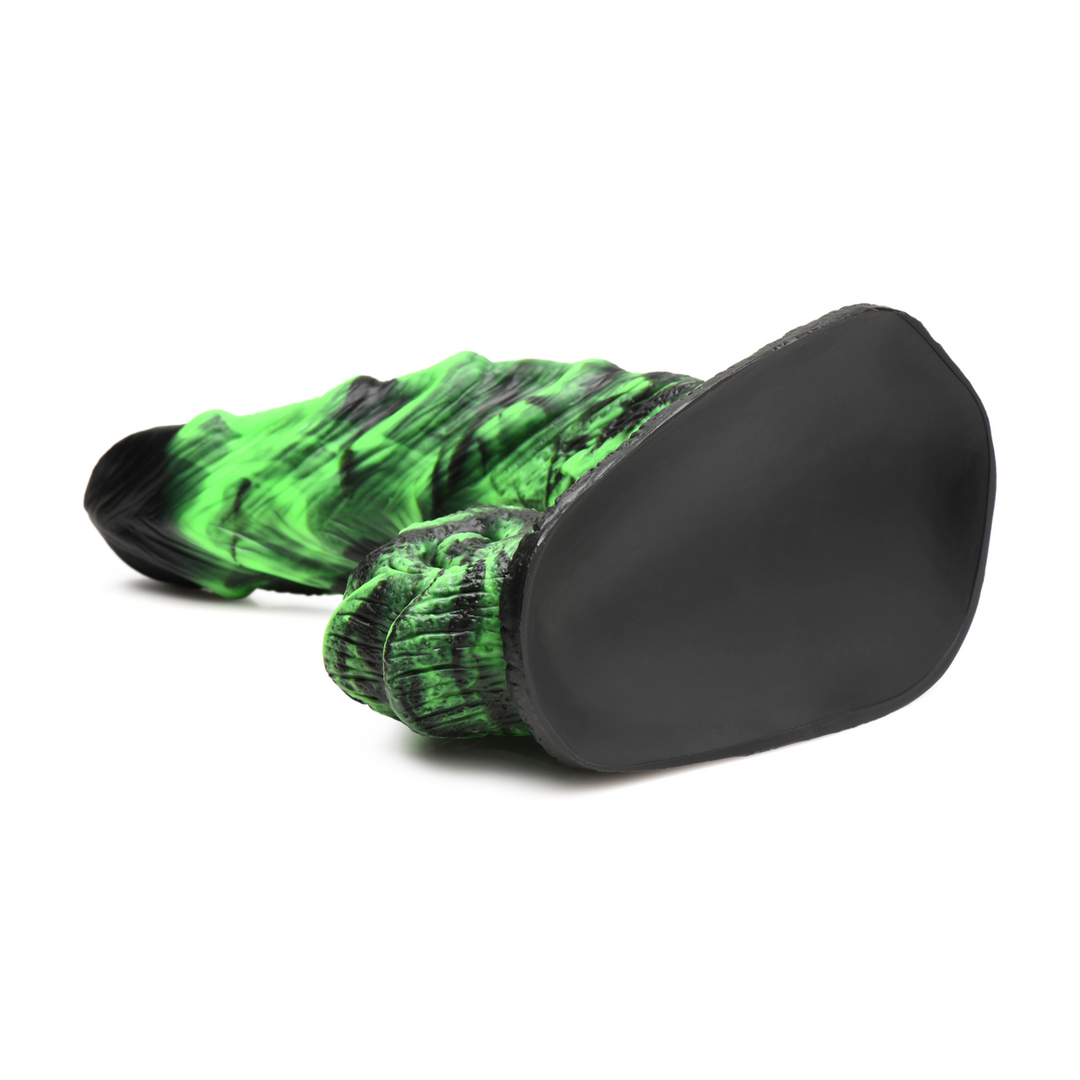 Creature Cocks - Glowzilla - Glow-in-the-Dark Siliconen Dildo - Groen/Zwart