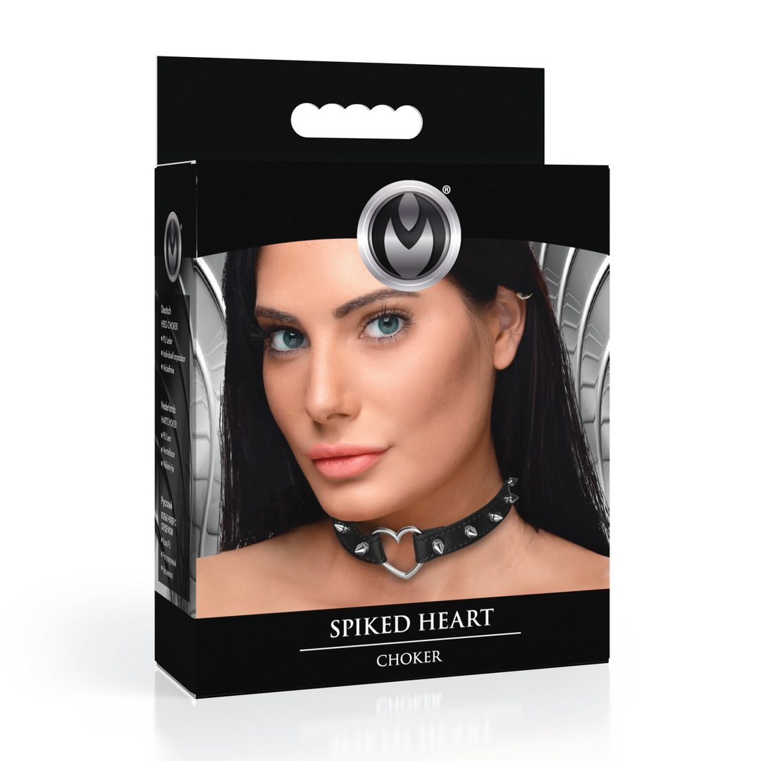 Master Series - Spiked Heart Choker - Zwart