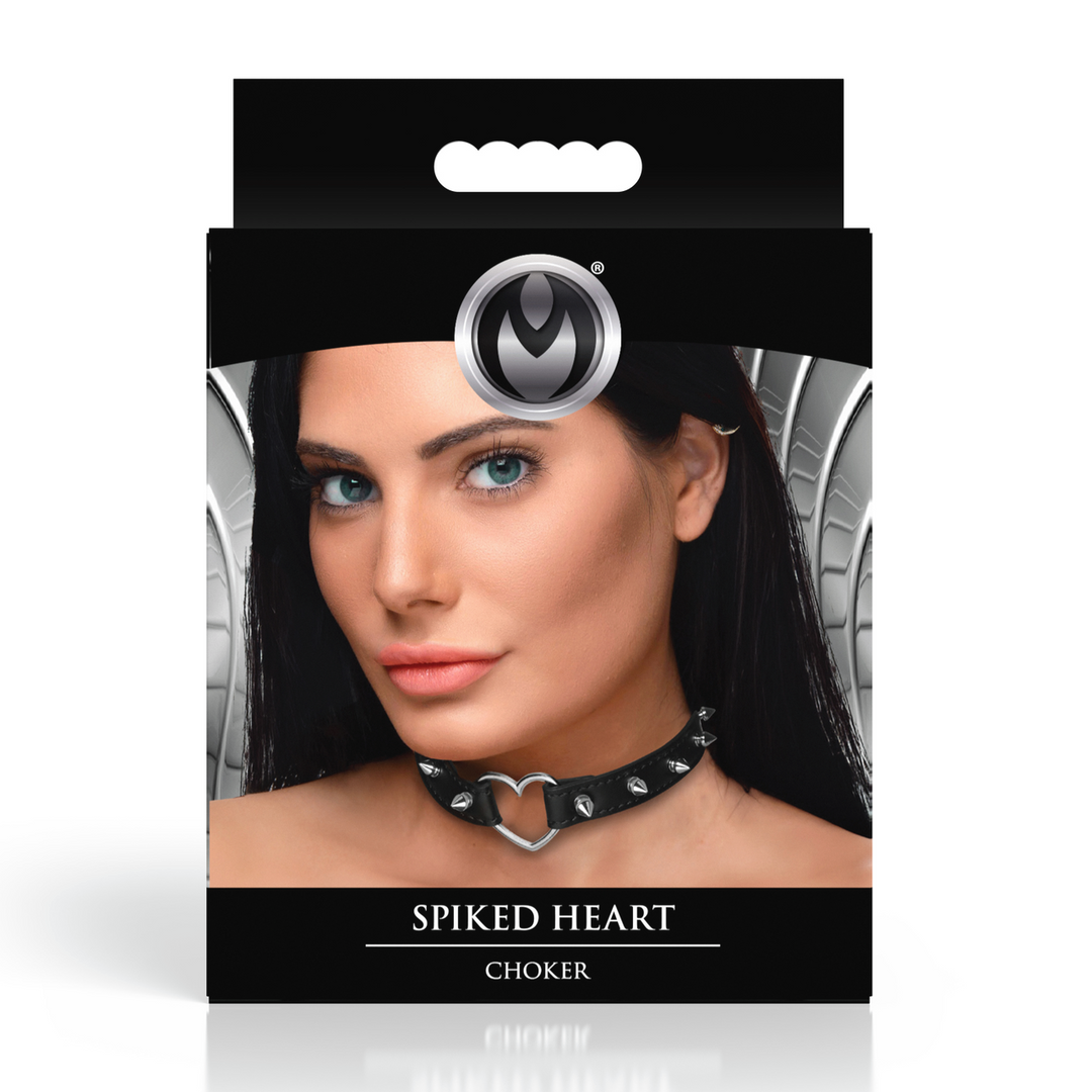 Master Series - Spiked Heart Choker - Zwart