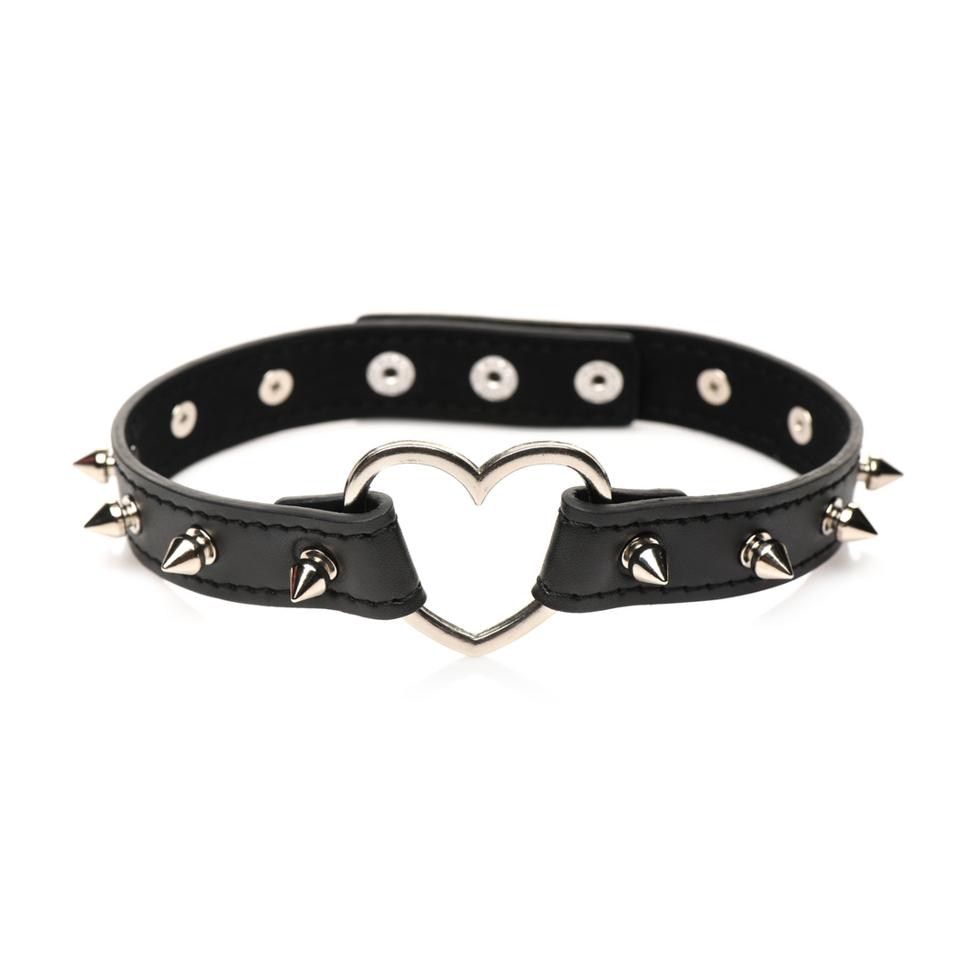 Master Series - Spiked Heart Choker - Zwart