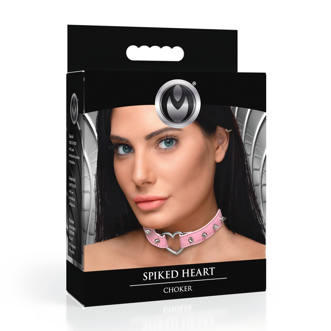 Master Series - Spiked Heart Choker - Roze