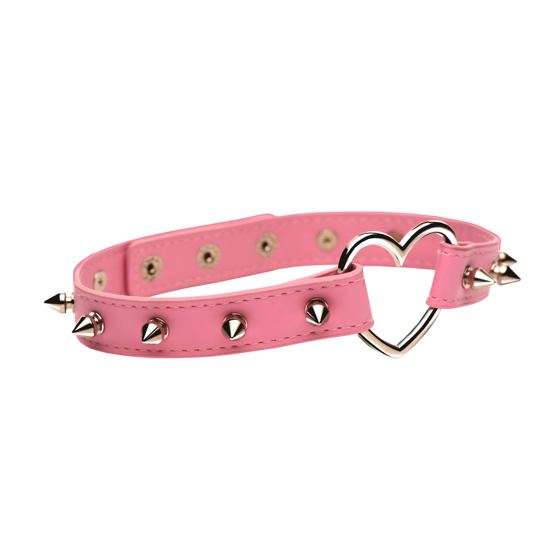 Master Series - Spiked Heart Choker - Roze