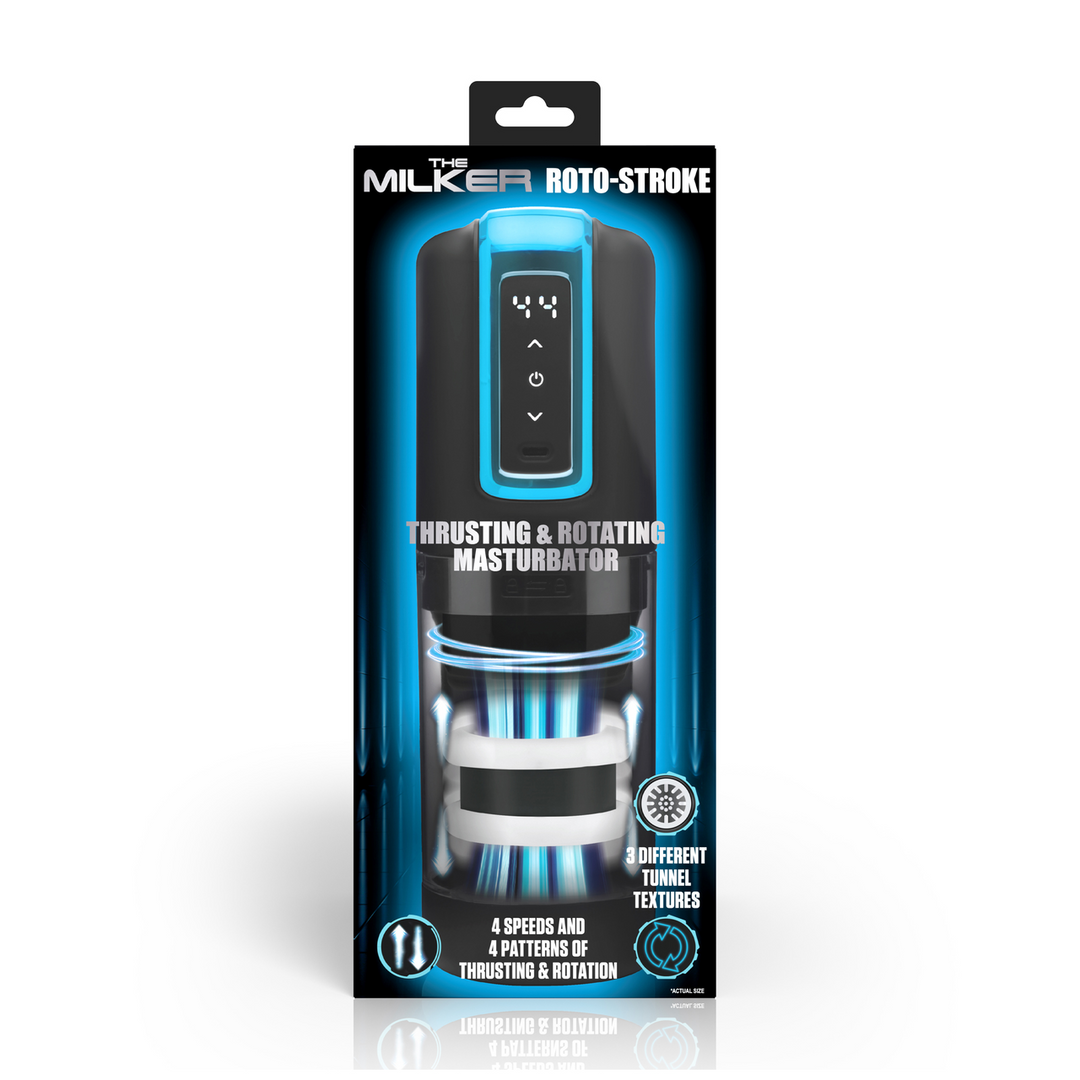 XR Brands - Roto-Stroke - Duwende en Draaierende Masturbator - Zwart