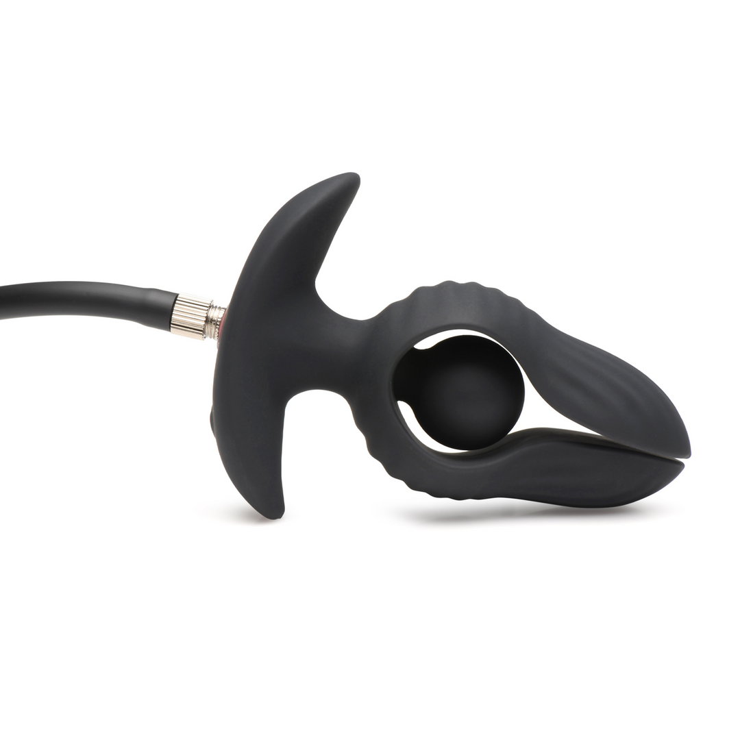 Master Series - Dark Pearl - Opblaasbare Vibrerende Anale Plug met Afstandsbediening - Zwart