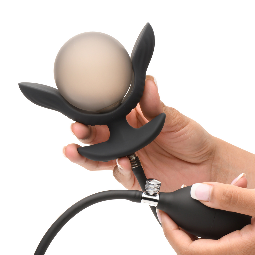 Master Series - Dark Pearl - Opblaasbare Vibrerende Anale Plug met Afstandsbediening - Zwart