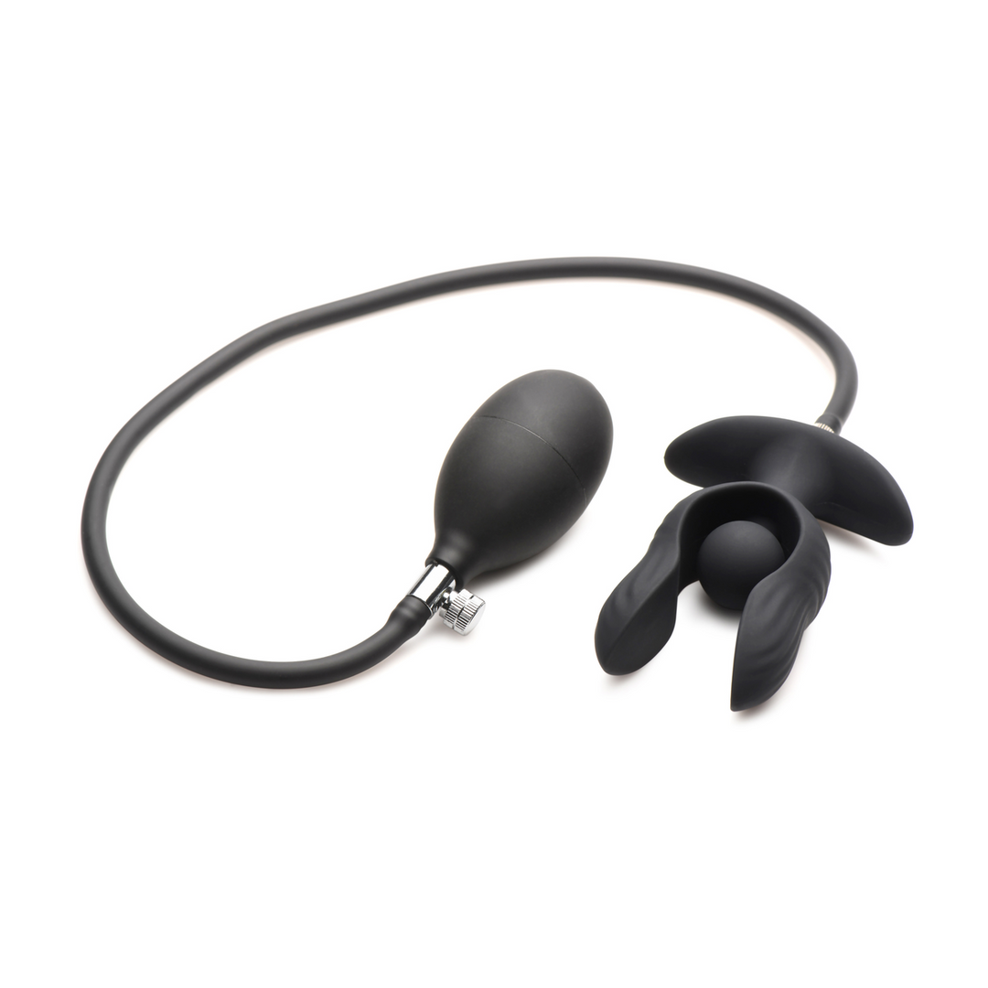 Master Series - Dark Pearl - Opblaasbare Vibrerende Anale Plug met Afstandsbediening - Zwart