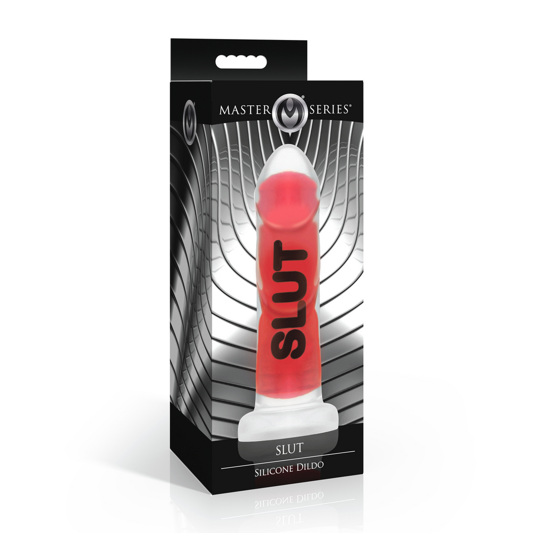 Master Series - SLUT - Siliconen Dildo - Rood