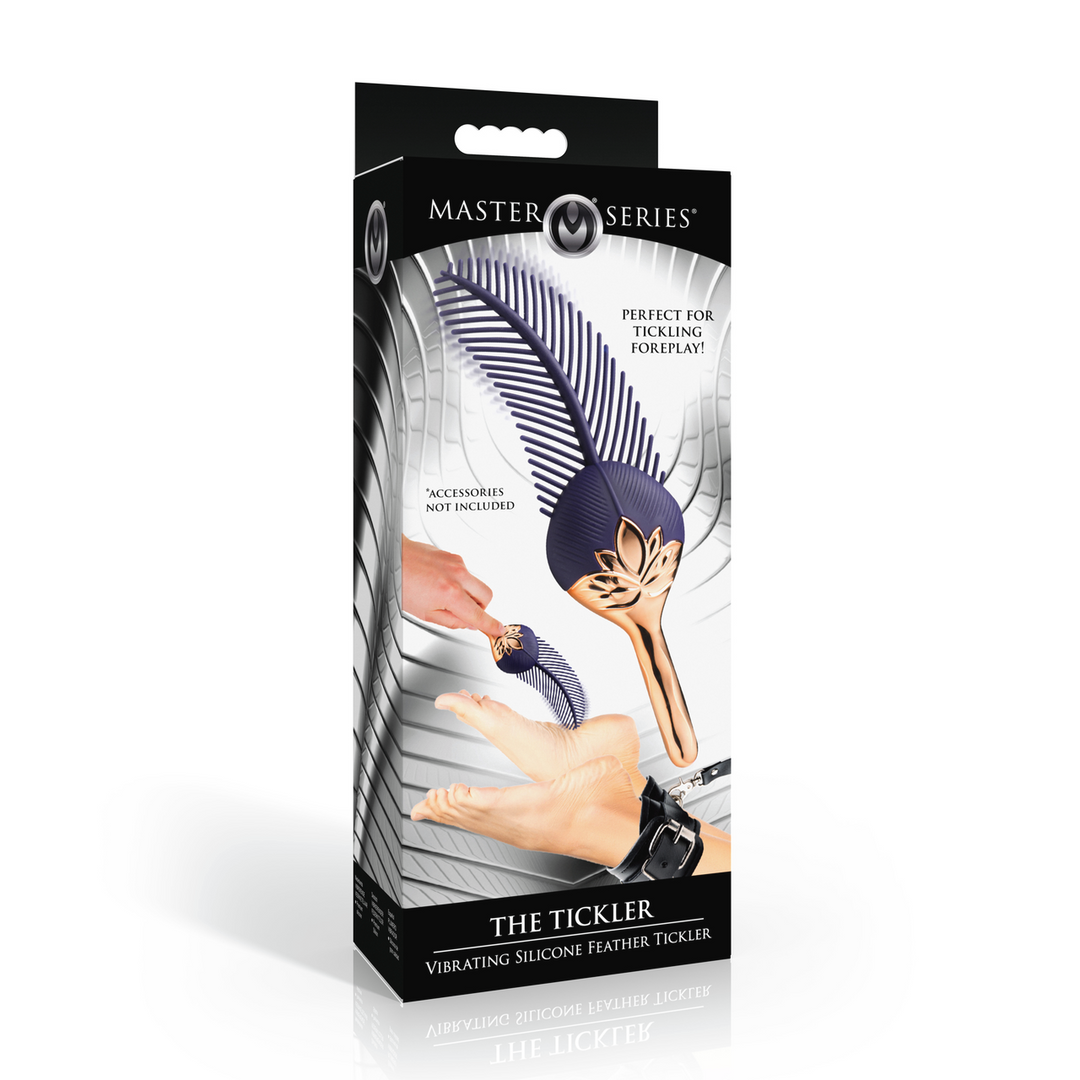 Master Series - De Tickler - Vibrerende Silicone Veer Tickler - Paars/Goud