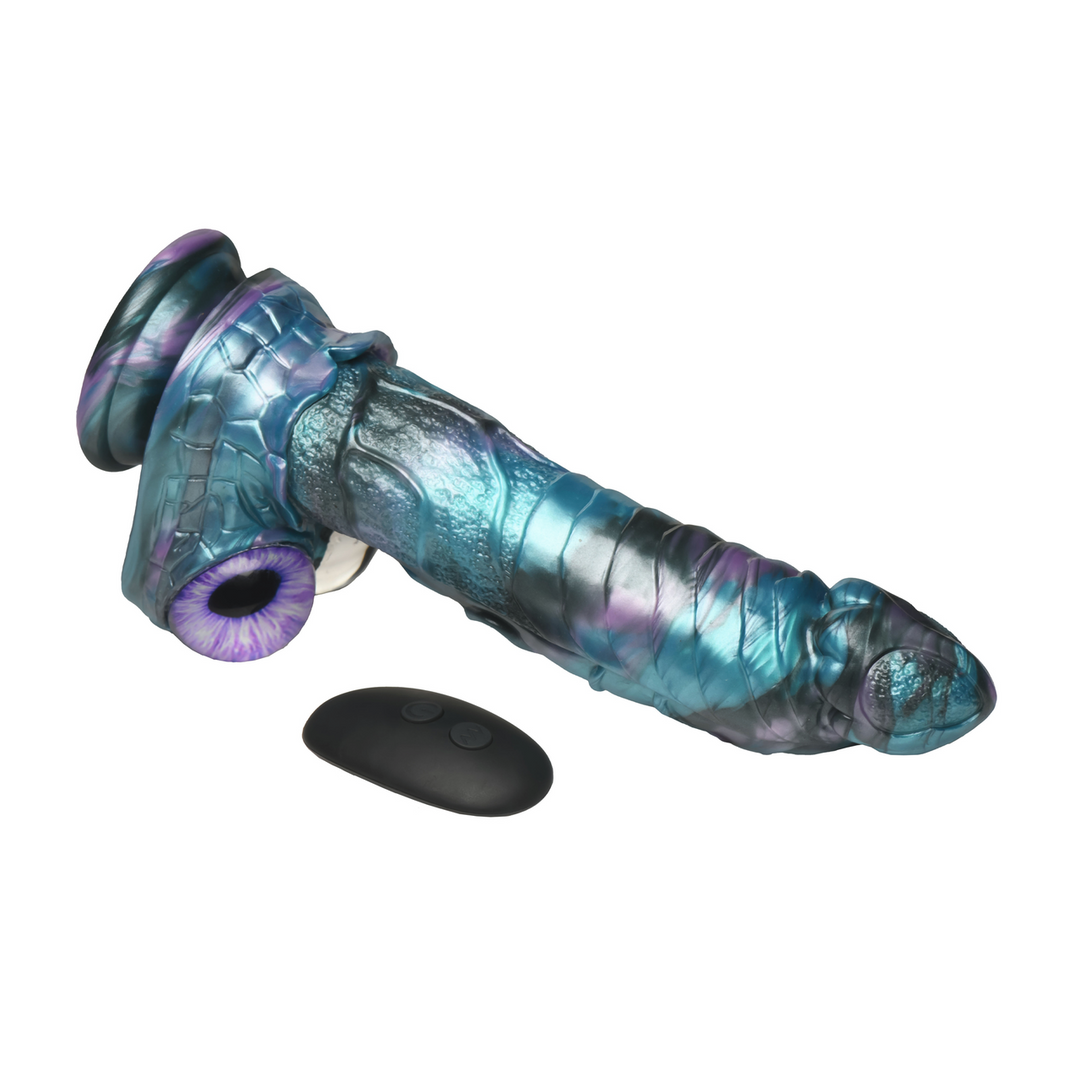 Creature Cocks - Astro-Thrust - Duwende en Vibrerende Siliconen Dildo - Blauw/Paarse